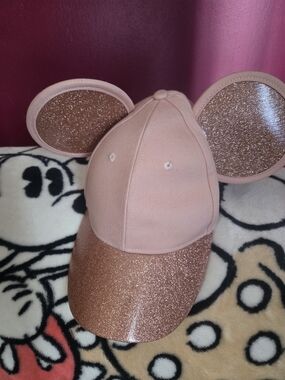 Rose Gold Glitter Mouse Ear Baseball Cap from Cakeworthy